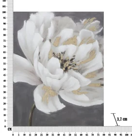 Tablou decorativ multicolor din lemn de Pin si panza, 80x3,7x100 cm, Flower White Mauro Ferretti