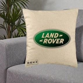 Perna Personalizata cu emblema Land Rover, 40x40 cm, Bej, Husa Detasabila, Perna Inclusa, BEKZ®