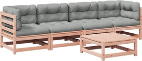 vidaXL Set canapele grădină cu perne, 5 piese, lemn masiv brad douglas