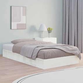 820717 vidaXL Cadru de pat, alb, 140x190 cm, lemn masiv