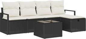 vidaXL Set de canapea cu pernă Manual 6 pcs Negru și Crem poliratan