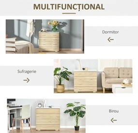 HOMCOM Comodă cu 4 Sertare, Mânere din Aluminiu și Structură din Lemn, 76x35x72cm, Alb și Stejar | Aosom Romania