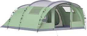 Outsunny Cort Mare Multi-Cameră pentru 2-4 Persoane, cu Ferestre și Verandă, Verde | Aosom Romania