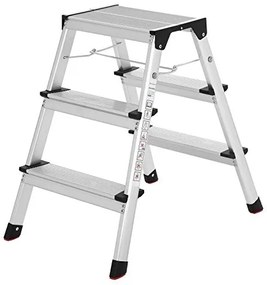 Scara cu 3 trepte, Songmics, Argintiu-Negru, 74x38.5x56 cm