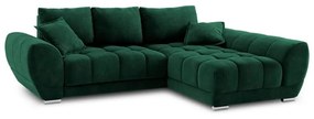 Colțar extensibil cu tapițerie de catifea și șezlong pe partea dreaptă Windsor &amp; Co Sofas Nuage, verde smarald