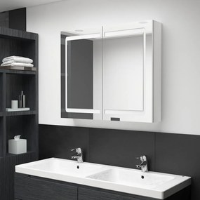 326517 vidaXL Dulap de baie cu oglindă și LED, alb strălucitor, 80x12x68 cm