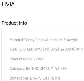 Aplica LED pentru perete baie IP44 LIVIA