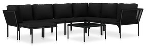 48592 vidaXL Set mobilier de grădină cu perne, 8 piese, negru, PVC