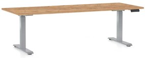Masă înălțime reglabilă OfficeTech D, 200 x 80 cm, picioare gri, stejar kraft