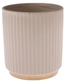 Ghiveci ceramic cu suport din bambus, 12 x 12 x 13cm