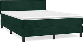 vidaXL Pat box spring cu saltea, verde închis, 140x200 cm, catifea