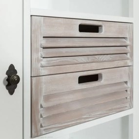 Bufet cu vitrina Cortina, Alb si Natur, 146 Cm