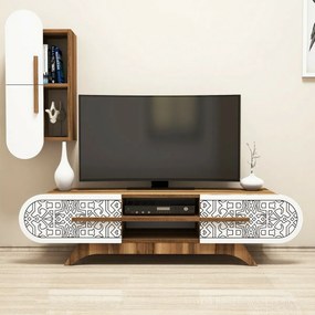 Măsuță TV cu dulap Defne White and Walnut