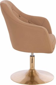 HR831N Scaun Caramel Piele Ecologica Premium Soft cu Bază Aurie