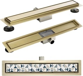 Set rigola pentru dus plus capac 70 cm Rea Neo Pure auriu periat