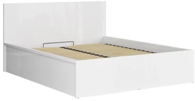 Pat matrimonial 160 cm Tetrix 11 (alb lucios) (cu somieră) (cu sp. depozitare). Promo -35%. 1098491