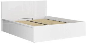 Pat matrimonial 160 cm Tetrix 11 (alb lucios) (cu somieră) (cu sp. depozitare). Promo -35%. 1098491
