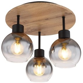 Plafoniera 3L design industrial Moitas negru, maro