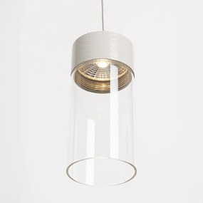 Pendul LED metal gri si sticla Fusion