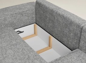 Colțar gri extensibil/cu spațiu de depozitare cu tapițerie din chenille (cu colț pe partea dreaptă/în formă de ”L”) Tonga – Maison de Rêve