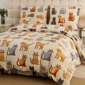 Lenjerie cocolino COLORED CATS crem Dimensiunile lenjeriei: 2 buc 70 x 90 cm | 200 x 220 cm
