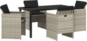 vidaXL Set de masă pentru grădină 5 pcs Gri deschis poliratan