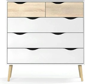 Comoda OSLO 75456, stejar sonoma/alb, DTD laminat, 99x39x101 cm
