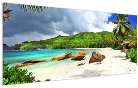 Tablou - Seychelles, plaja Takamaka (120x50 cm)