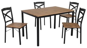 Set mobilier sufragerie Hungria (stejar închis + negru) (pentru 4 persoane). 1116359
