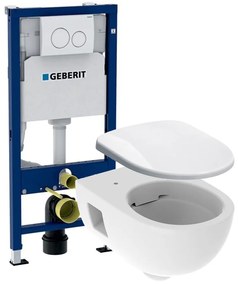 Pachet rezervor WC cu cadru incastrat Geberit Duofix si vas wc suspendat Geberit Selnova si capac wc softclose Geberit Selnova