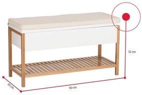 Expedo Banca NATHALIE, 90x52x35, alb/natural/bej