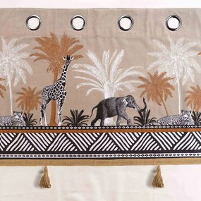 Draperie maro-în culoare naturală din bumbac 140x240 cm Kenya Lodge – douceur d'intérieur