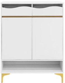 Dulap pentru pantofi cu iluminare LED, dulap de hol cu sertare și rafturi, 80x35x105 cm, Alb