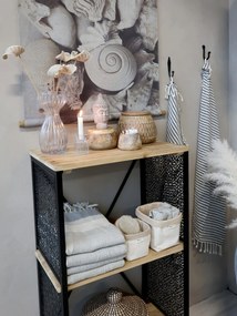 Cuier negru, din metal, cu agatatoare, model frunza, Zia