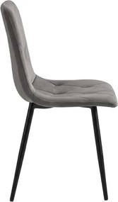 Scaun de catifea gri LIBRA SILVER GREY cu picioare negre