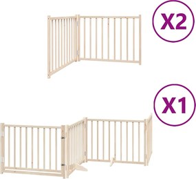vidaXL Poartă de câini pliabilă cu ușă, 8 panouri, 640 cm, lemn plop