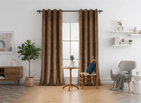 Draperie opaca maro scortisoara DREAM VELVET 140x230 cm Agatat: Inele metalice