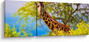 Tablou - Girafa în Africa (cu ceas) (90x30 cm)