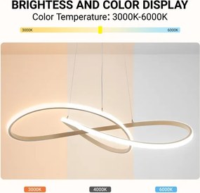 Brilagi - Lustră LED dimabilă pe cablu INFINITY LED/80W/230V 80x80 cm bej + telecomandă