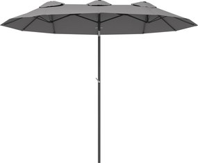 Outsunny Umbrelă de Grădină Dublă Înclinabilă la 45° cu Manivelă si 3 Orificii de Ventilație, 295x152x222 cm, Gri | Aosom Romania