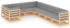 vidaXL Set mobilier grădină cu perne, 9 piese, lemn masiv de pin