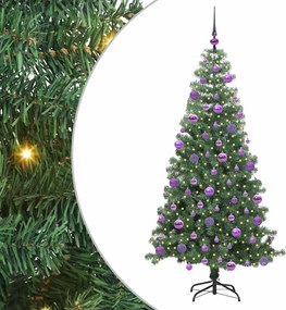 vidaXL Brad de Crăciun cu 300 LED cu suport Verde 240 cm PVC