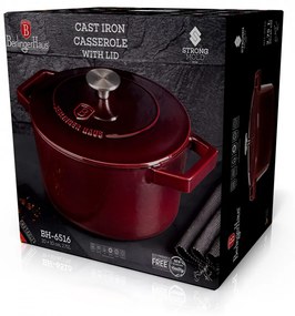 Cratita cu capac 20cm din fonta emailata Burgundy Metallic Line Berlinger Haus BH 6516