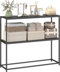 HOMCOM Consolă din oțel 2 etajere Design modern pentru living intrare coridor 100 x 30 x 87 cm Negru | Aosom Romania