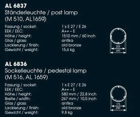 Stalp iluminat exterior din fier forjat, inaltime 58cm, AL 6836