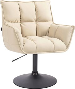 HR560N Scaun Crem Piele Ecologica Premium Soft cu Bază Neagră