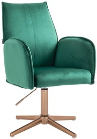 HR280CROSS Scaun Verde din Catifea cu Bază Aurie