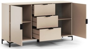 Mazzoni Comodă LANA K-150S Bej (Șampanie) - DULAP VERTICAL CU 2 UȘI CU SERTARE