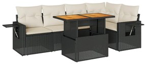 3327150 vidaXL Set mobilier de grădină cu perne, 6 piese, negru, poliratan