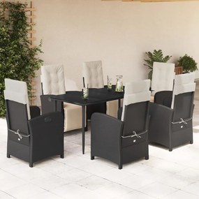 3212518 vidaXL Set mobilier de grădină cu perne, 7 piese, negru, poliratan